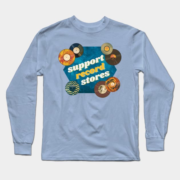 Support record stores, vintage vinyl Long Sleeve T-Shirt by F-for-Fab